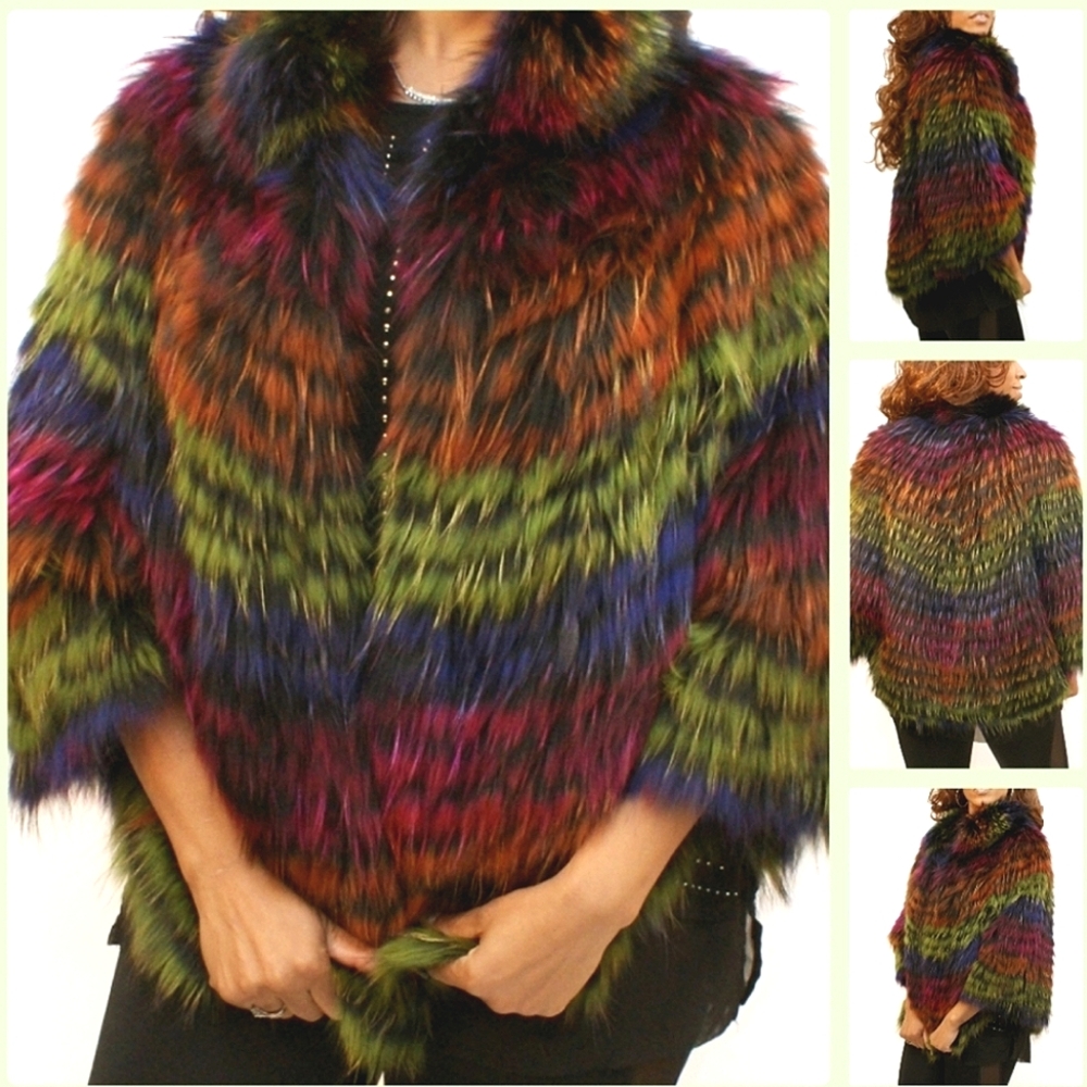 Fox Fur Cape Poncho Jacket